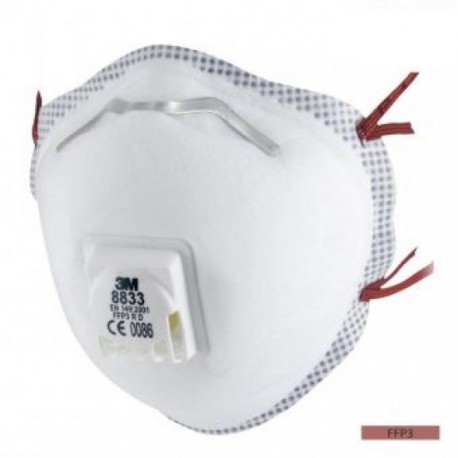 Mască de protecție împotriva particulelor, cu supapă, reutilizabilă, FFP3, 3M 8833
