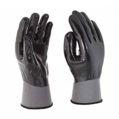 Manusi de protectie, din poliester, imersate complet in nitril, pentru montaj, NF1001