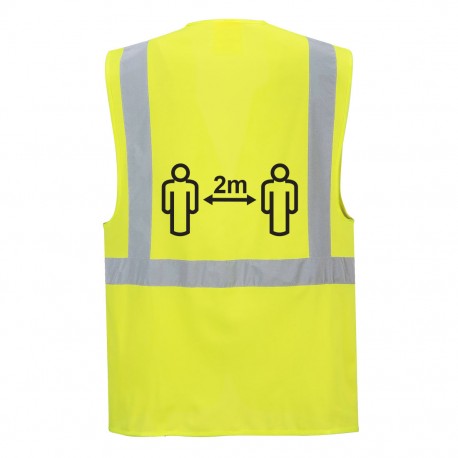 Vesta Executive cu mesaj de distantare sociala 2 m, Hi-Vis Vest-Port CV76