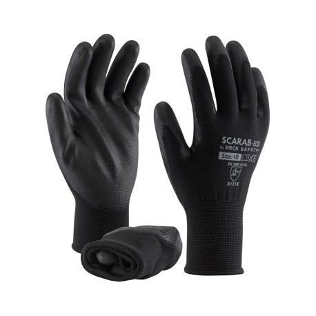 Mănuși de protecție din poilester acoperite parțial cu PU, PN8003-ECO
